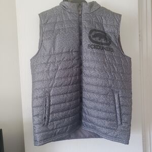 Ecko Unltd Mens Size Large Gray Hooded Puffer Vest